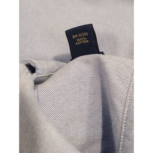NWT Ralph Lauren Blue Classic Oxford Button-Down Shirt w/ Fringe Raw Hem Men's L - Picture 8 of 9